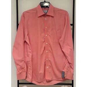 Eton Men's Brighton Dress Shirt in Salmon Pink Classic Fit Size 17